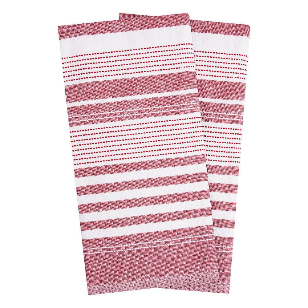 Paprika Dual Terry Stripe Cotton Kitchen Towel Set