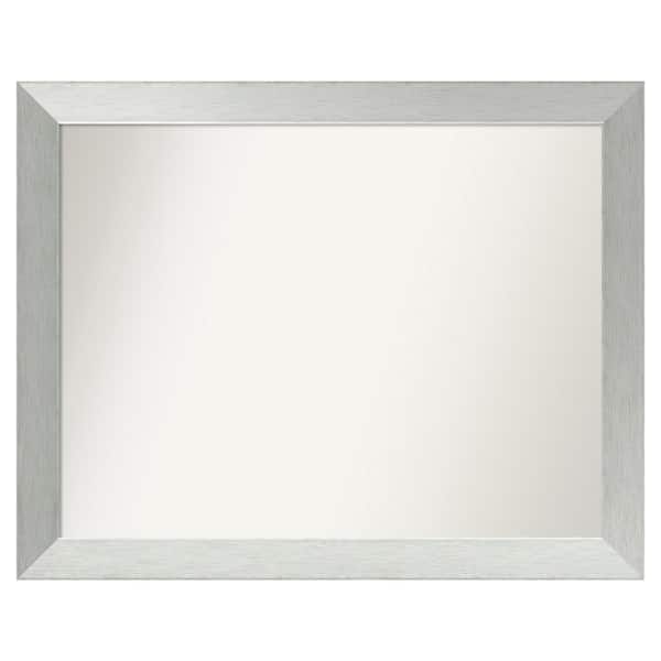 Amanti Art Brushed Sterling Silver 34 in. x 27 in. Custom Non-Beveled Wood Framed Bathroom Vanity Wall Mirror