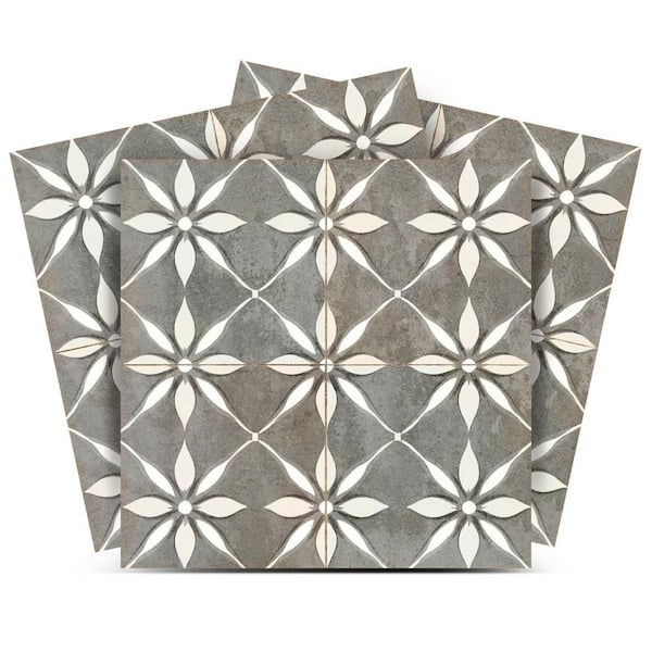 MI ALMA Gray and White R207 7 in. x 7 in. Vinyl Peel and Stick Tile (24 Tiles, 8.17 sq. ft. /Pack)