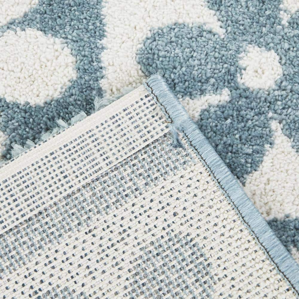 Ambrose Light Blue Floral Rectangular Kids' Synthetic Area Rug