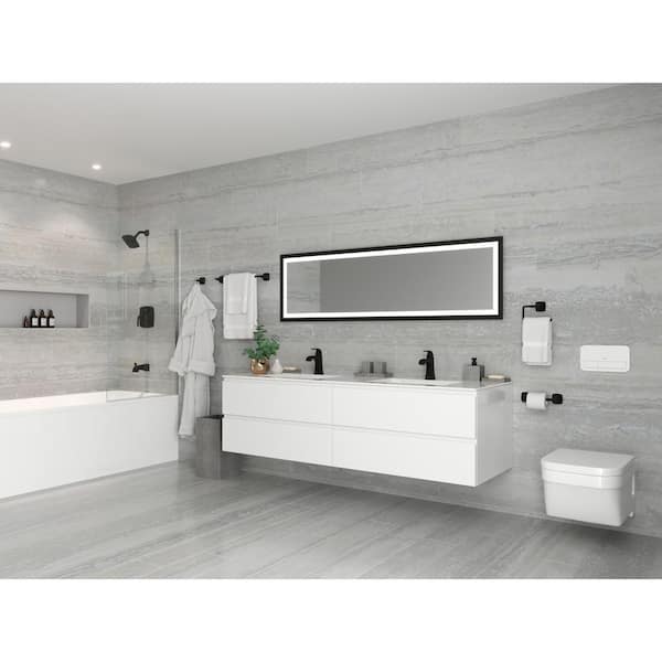Design House 559294 Savannah Toilet Paper Holder Wall Mounted for Bathroom, ‎6.5 x 3.27 x 4.53, Matte Black and White