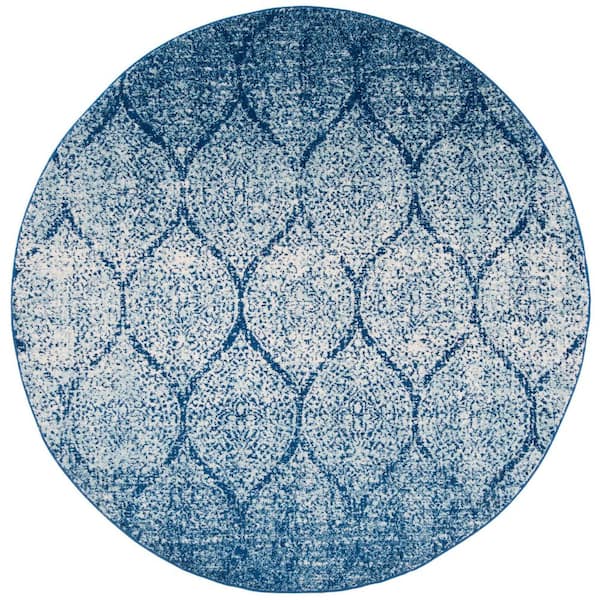 SAFAVIEH Madison Navy/Blue 7 ft. x 7 ft. Round Medallion Area Rug