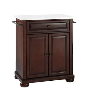 Alexandria Mahogany Portable Kitchen Cart/Island with Granite Top