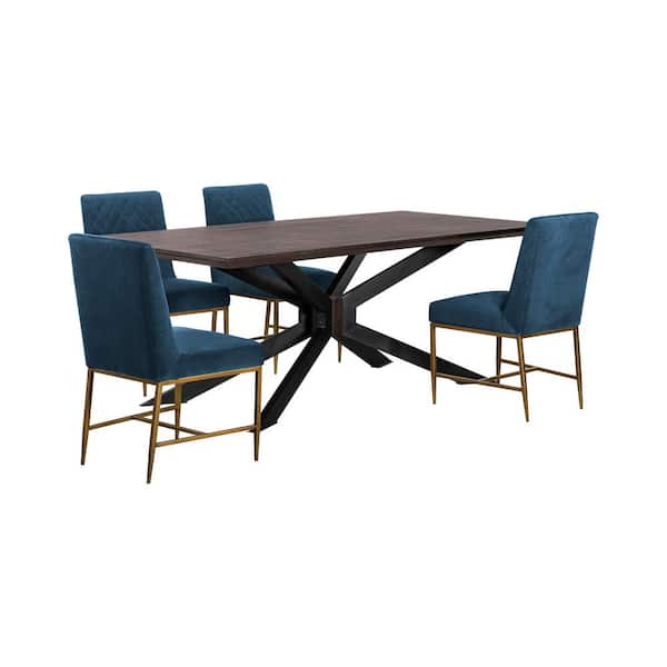 Armen Living Pirate and Blue Memphis 5-Piece Modern Dining Set