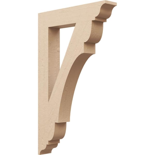 Ekena Millwork 3.5 in. x 32 in. x 20 in. Olympic Traditional Rough Cedar Woodgrain Timberthane Polyurethane Bracket, Primed Tan