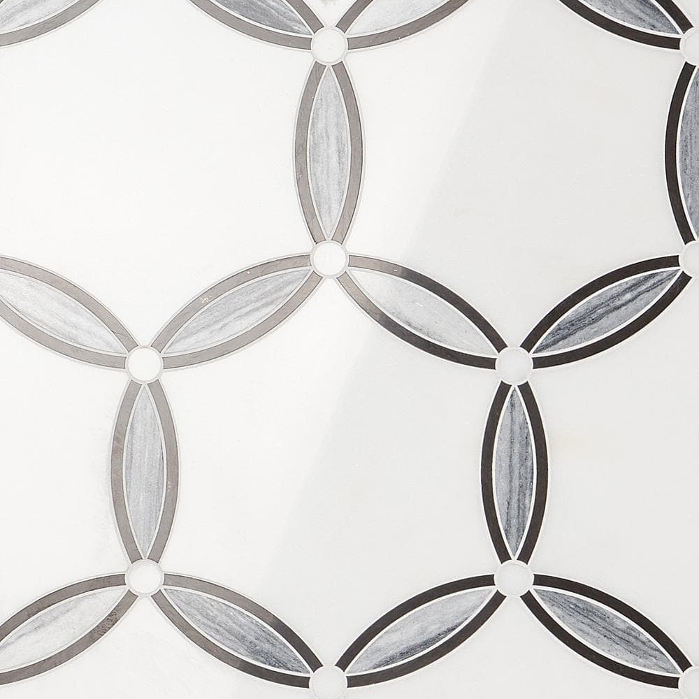 Bianco Polished Marble and Brass Mosaic Tile for Floor and Wall