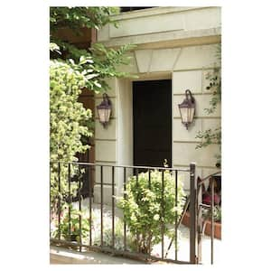 Cotswold Lane 12 in. W 3-Light Grecian Bronze Outdoor 30 in. Wall Lantern Sconce