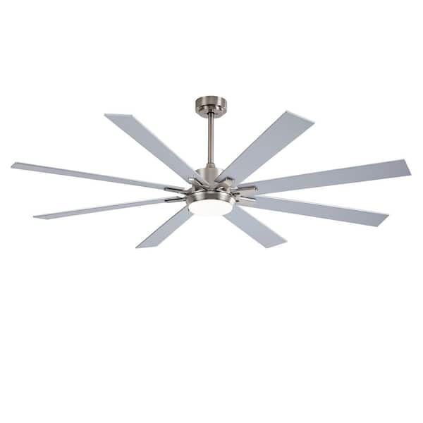 Keazile 72 in. Sliver Housing Ceiling Fan with 8 ABS Blades, LED