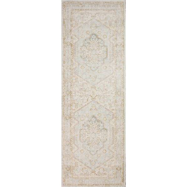 BASHIAN Corsica Grey 3 ft. x 8 ft. (2'6" x 8') Floral Bohemian Runner Rug