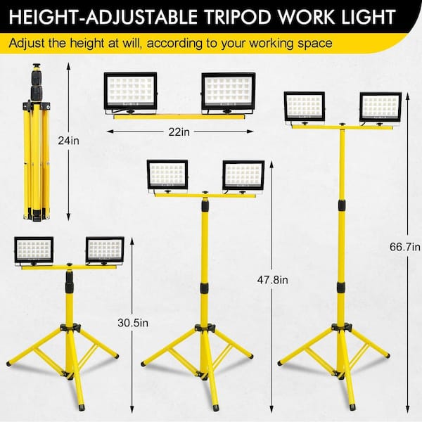 21000 Lumen 2 Head LED Work Light Portable Tripod Stand IP66