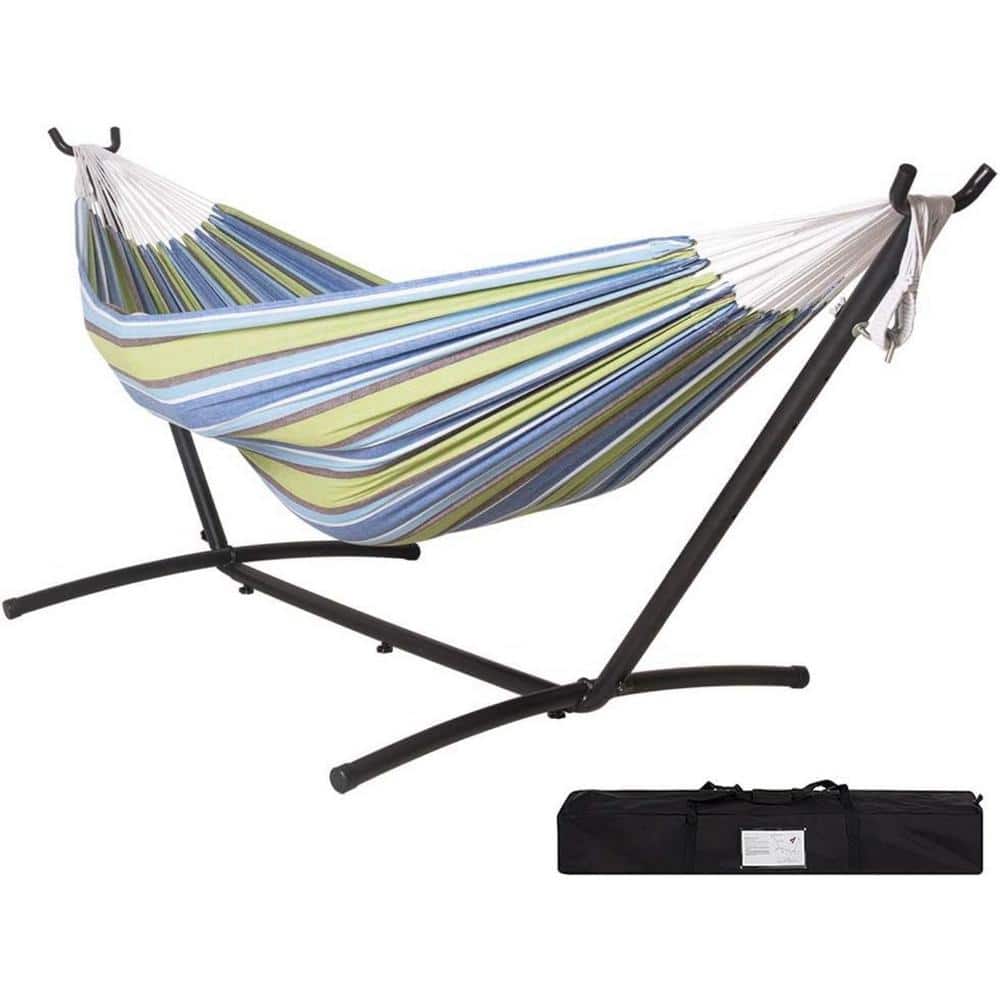 9 ft. 2-Person Hammock with Steel Stand Includes Portable Carrying Case, 45
