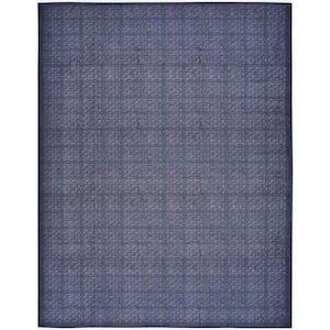 Washables Navy Blue 8 ft. x 10 ft. Geometric Contemporary Area Rug