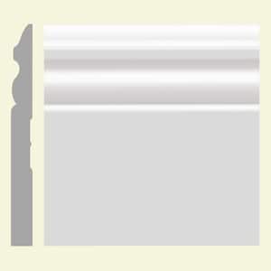 Baseboard- Prepainted - 9/16 in. Height x 5.25 in. Width x 12 ft. Length - EPS Composite White Colonial Style Moulding