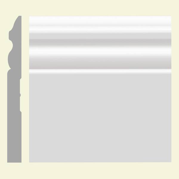 MTRIM Baseboard- Prepainted - 9/16 in. Height x 5.25 in. Width x 12 ft. Length - EPS Composite White Colonial Style Moulding