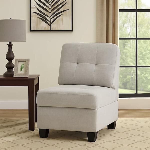 Seh 24.25 in. Armless Fabric Rectangle Sofa in. Gray and Black