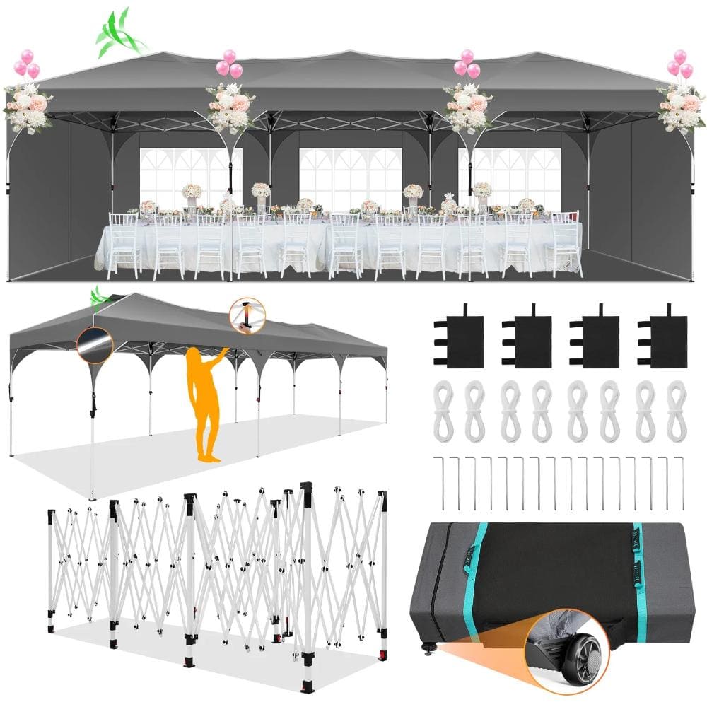 10x30FT Waterproof Canopy Tent with 420D PU Roof, 3 Windows & 2 Sidewalls, Heavy-Duty Steel Frame price history on PriceWatchPro