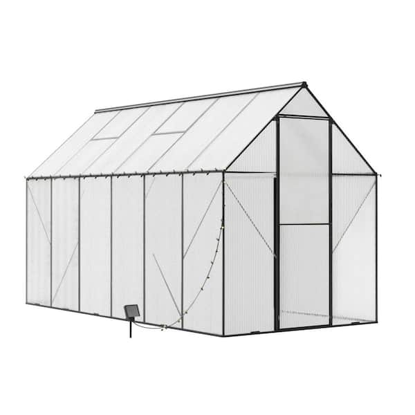 Unbranded 6 x 12 ft. Outdoor Steel Planter Greenhouse Kit, Walk-In Storage Shed with Vent Window, Lockable Hinged Door for Garden