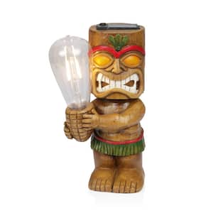 Solar Tiki Statuary Holding LED Light Bulb