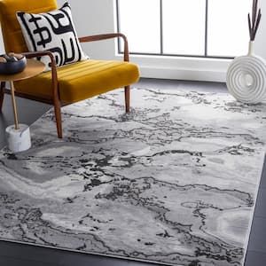 Craft Gray 7 ft. x 7 ft. Marbled Abstract Square Area Rug