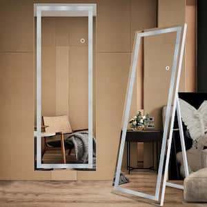 23.6 in. W x 65 in. H LED Full Length Mirror Rectangular Frameless Wall Mounted/Freestanding Bathroom Vanity Mirror