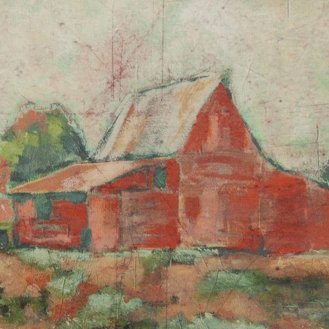 Rustic Multicolor Barn Canvas Wall Art with Hemlock Frame