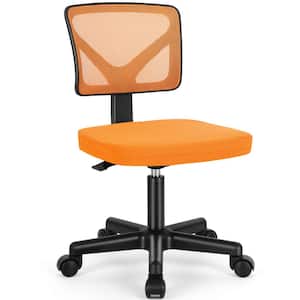 Mesh Back Adjustable Height Ergonomic Armless Computer Office Chair in Orange for Small Spaces