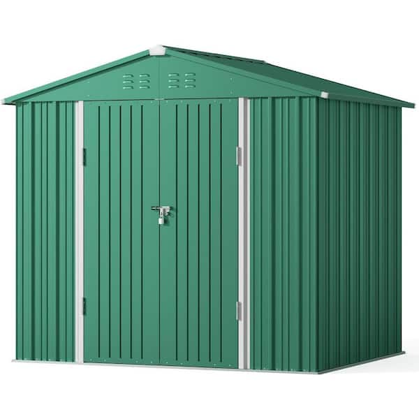 Lofka 8x6 FT (48 Sq Ft) Galvanized Metal Garden Shed with Double