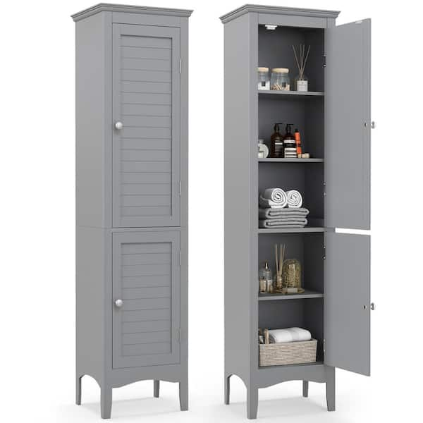 Costway Wall Mount Bathroom Cabinet Storage Organizer Medicine Cabinet with  2-Doors and 1- Shelf Cottage Collection Wall Cabinet Grey