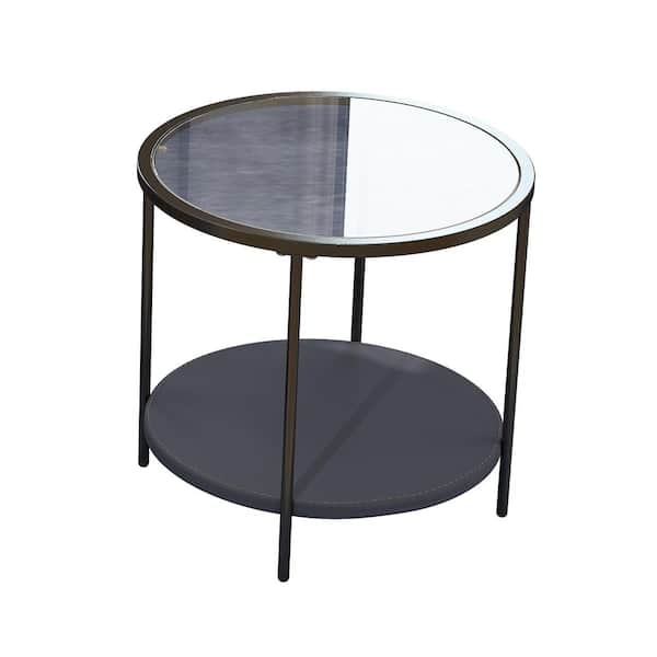Unbranded 21.6 in. Black Medium Round Tempered Glass Tabletop Creative Coffee Table End Table, Cat and Dog Kennel Share with Pets
