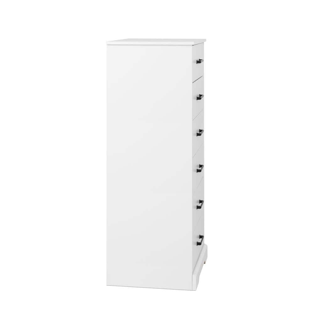 Rustic White Vertical 6-Drawer Farmhouse Dresser