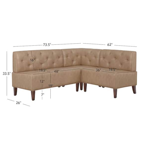 Linon Home Decor Trapp Corner Nook 73.37 in. Tan Dining Bench High