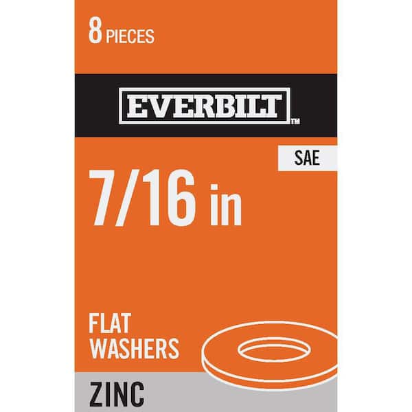 Everbilt 7/16 in. Zinc Flat Washer (8-Pack)