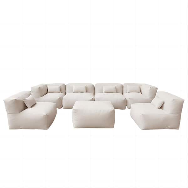 Outdoor Chairs Sectional Conversation Patio Set, Olefin Patio Furniture Sectional Conversation Set (Light Beige)