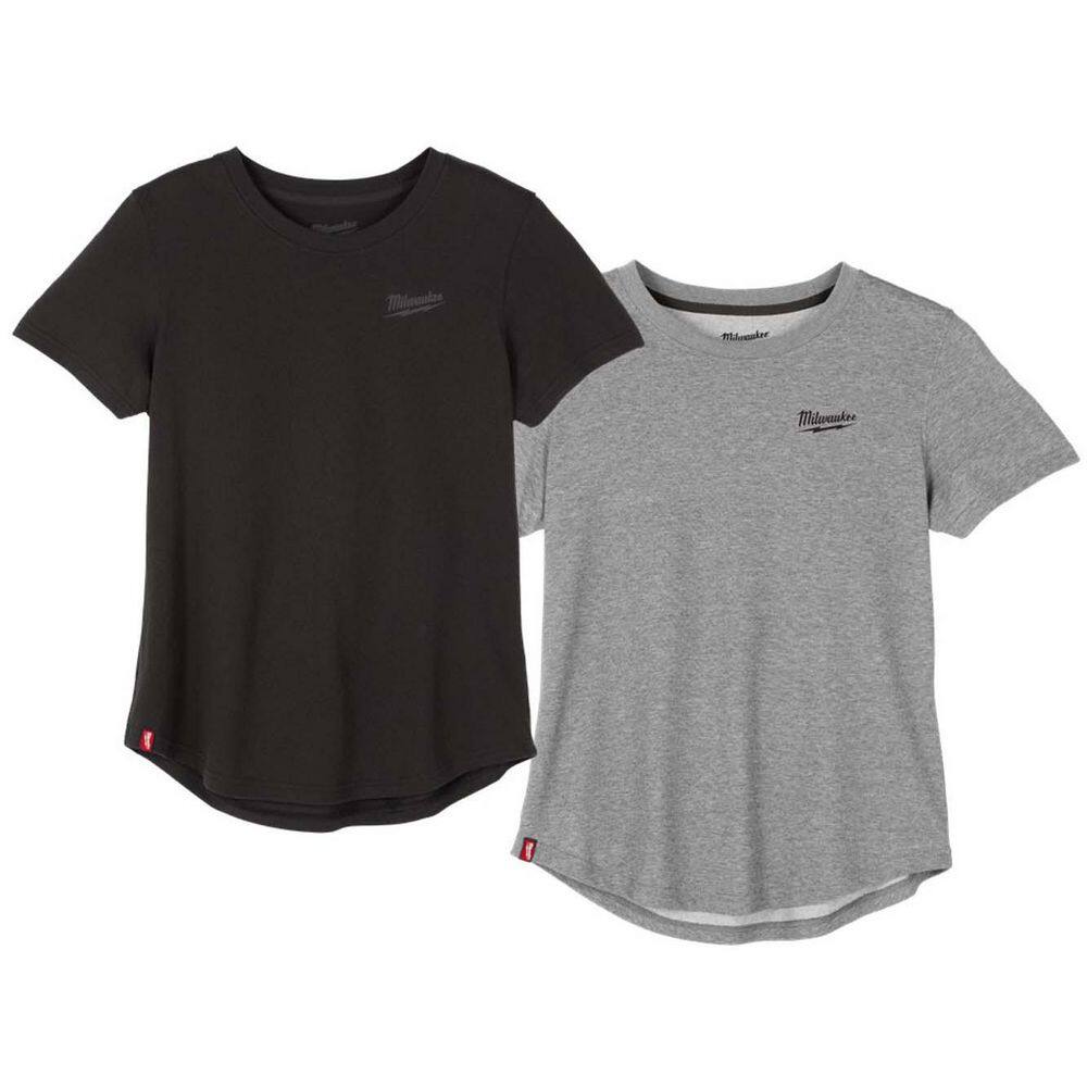 Women's X-Small Black & Gray FREEFLEX Short Sleeve Hybrid Work T-Shirt (2-Pack) price history on PriceWatchPro