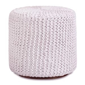 Marguerite White Cotton Yarn 3-in-1 Pouf/Ottoman/End Table
