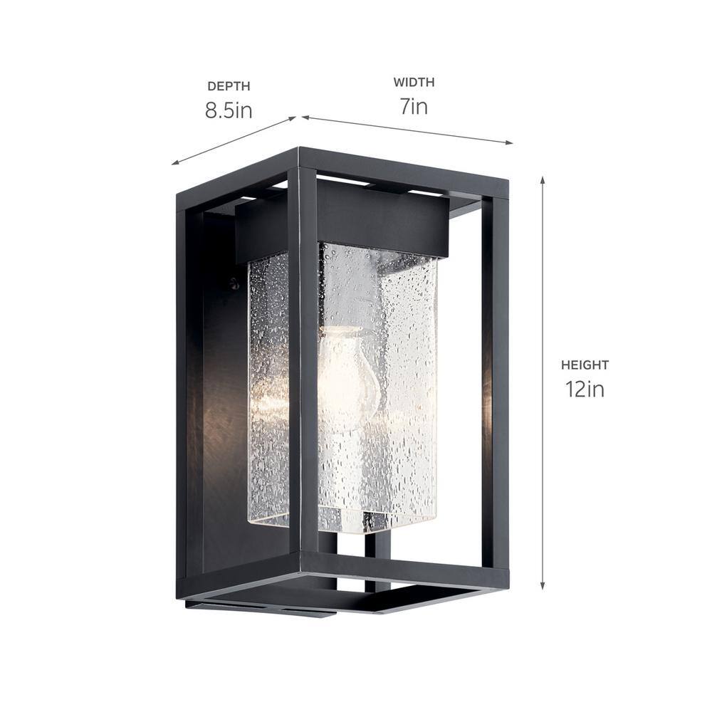 Mercer Black and Silver 12" Outdoor Wall Sconce with Clear Seeded Glass