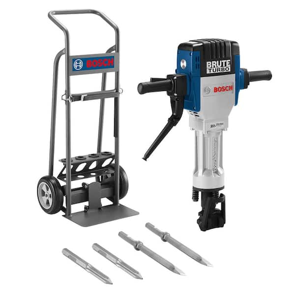 Bosch Brute Turbo 15 Amp 1-1/8 in. Corded Concrete/Masonry Variable Speed Electric Hex Breaker Hammer Kit w/ Cart & 4 Chisels