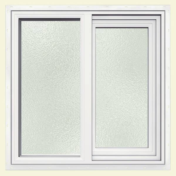 Jeld Wen 23 5 In X 23 5 In V 1500 Series White Vinyl Left Handed Sliding Window With Obscure Glass And Screen 8a2041 The Home Depot
