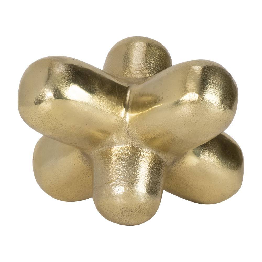 Gold Geometric Metal Orb Sculpture, 8-inch