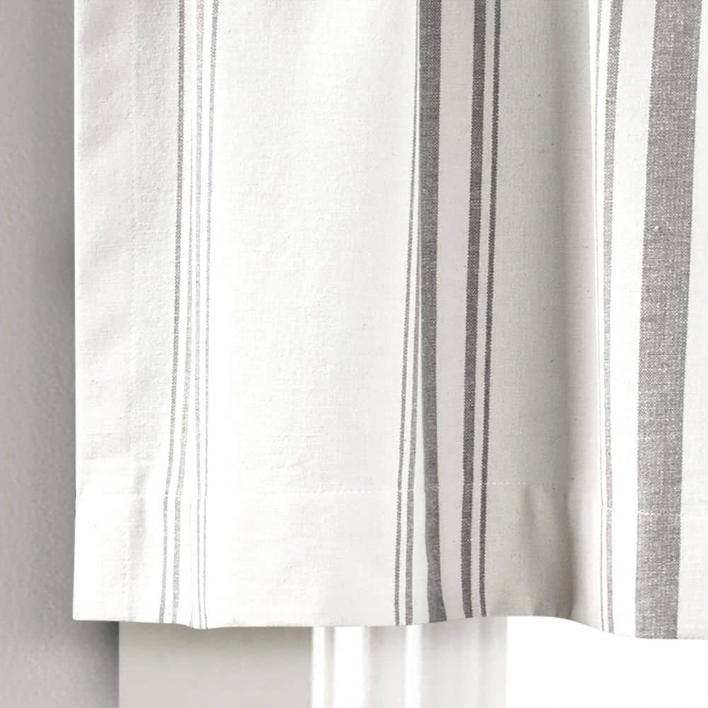 Gray and White Striped Cotton Rod Pocket Window Valance