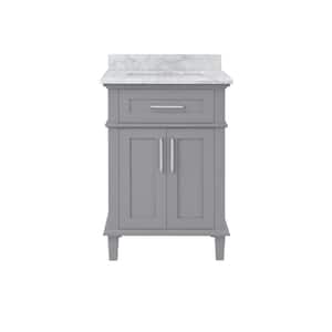 Sonoma 24 in. Single Sink Freestanding Pebble Gray Bath Vanity with Carrara Marble Top (Assembled)