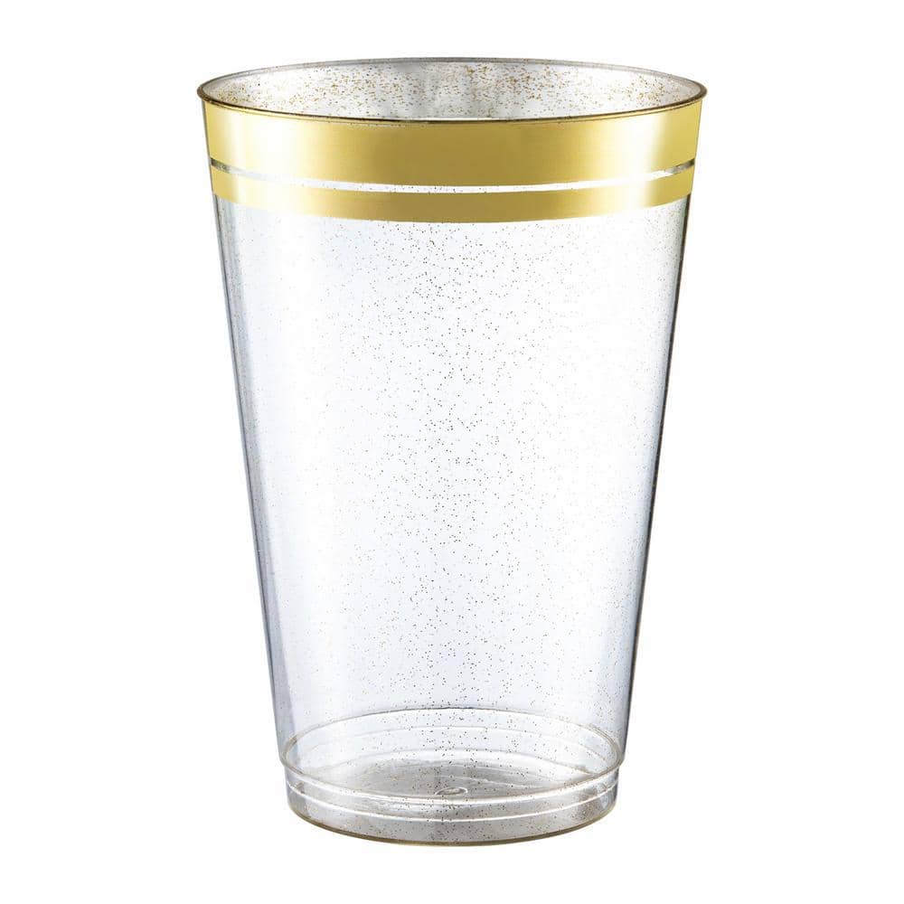 100 Gold Plastic Cups 12 oz Gold Glitter with a Gold Rim - Premium  Disposable Party Cups - Elegant a…See more 100 Gold Plastic Cups 12 oz Gold  Glitter