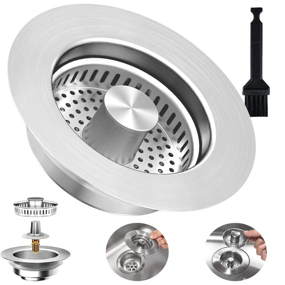 1.46 in H × 4.45 in W, Stainless Steel Kitchen Sink Drain Strainer