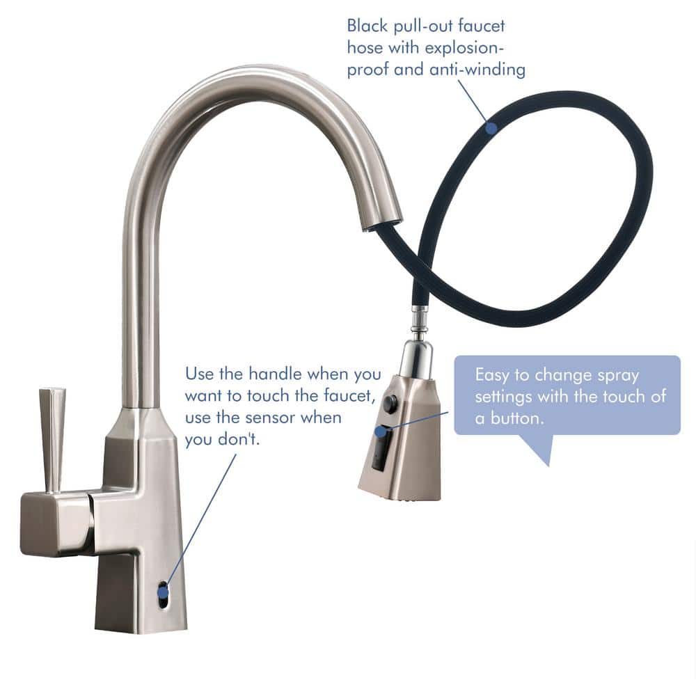 Brushed Nickel Touchless Kitchen Faucet with Pull-Down Sprayer