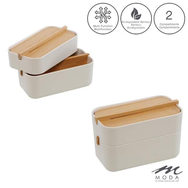 Simplify 5 Compartment Clear Organizer Jewelry Box with Bamboo Lid