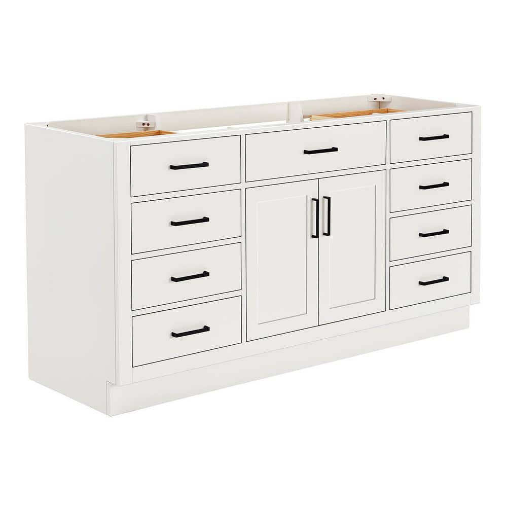 Hepburn 66" White Hardwood Single Bathroom Vanity Base