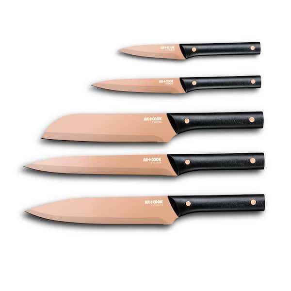 Unbranded 10-Piece Copper Knife Set with Matching Blade Covers