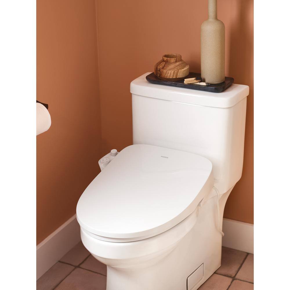 White Electronic Bidet Toilet Seat with Heated Water and Night Light