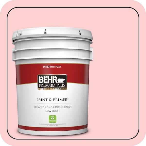 BEHR PREMIUM PLUS 5 gal. #130A-2 Fading Rose Flat Low Odor Interior Paint & Primer