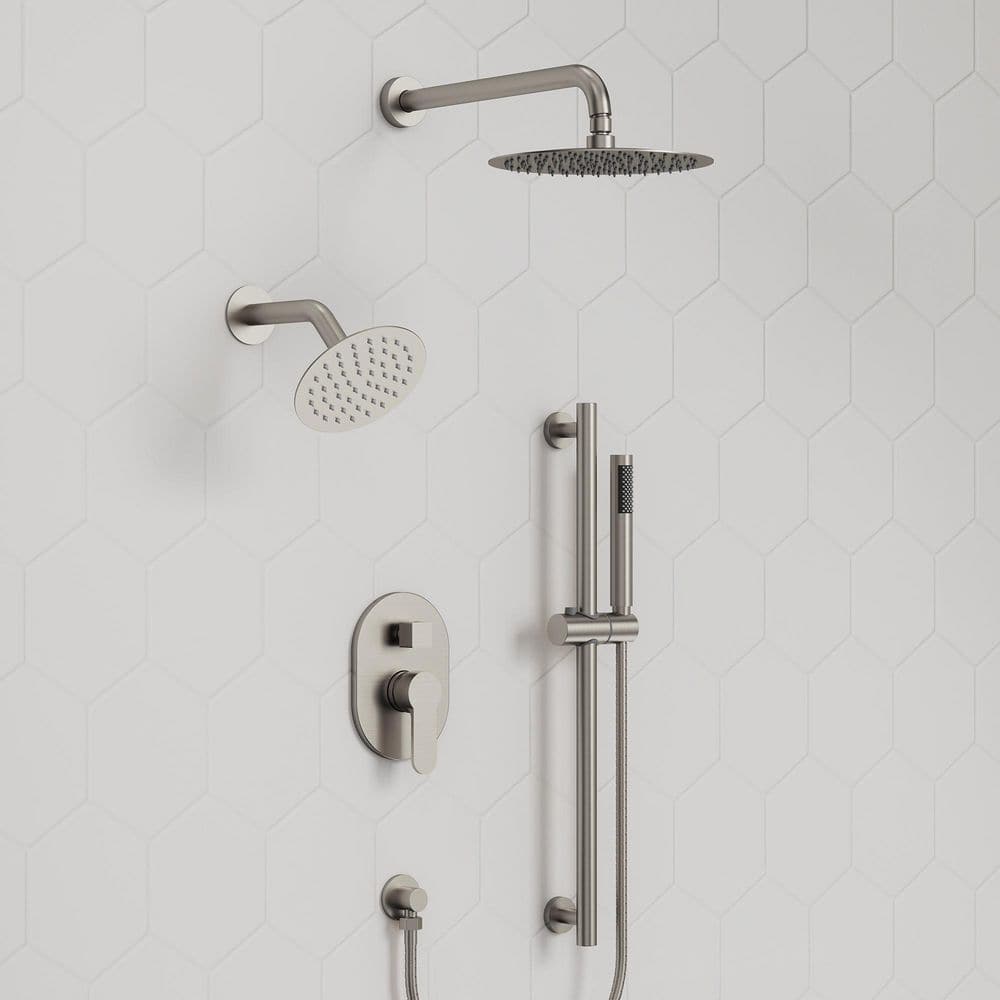 EVERSTEIN 3-Spray Patterns Round Fixed Shower Head 10 and 6 in